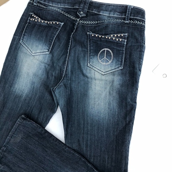 Suka Jeans Embellished peace sign studded denim - Picture 1 of 3
